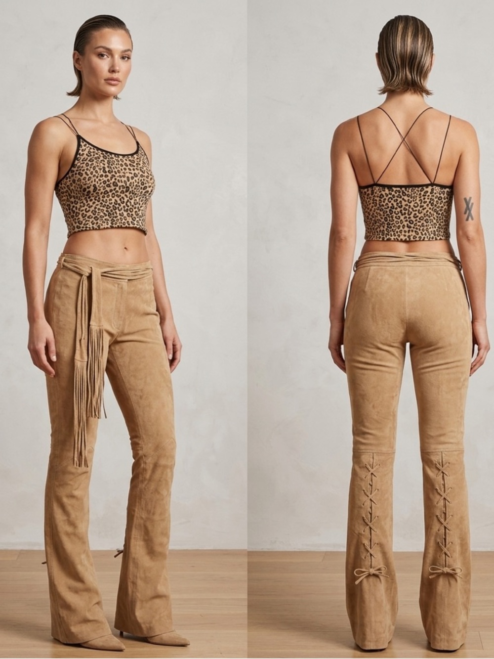 Y2K Joe Boxer Leather Low Rise
Boho Western Suede Tie-Waist Flared Pants Size 11
